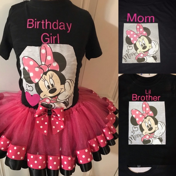 Minnie Mouse birthday tutu sets and shirts
